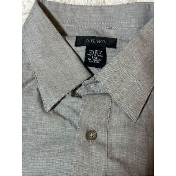 Akwa Men's long sleeve button-down casual gray shirt 2XL - Picture 6 of 6